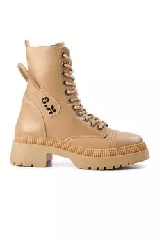 K9085 Женские ботинки из лакированной кожи с мятой текстурой ореха Ayakmod