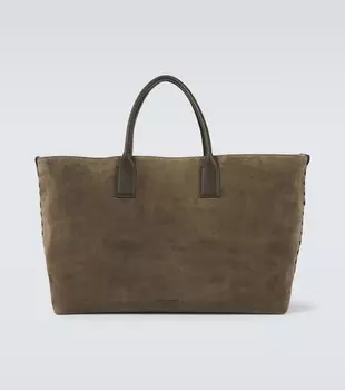 Кабат большая замшевая сумка-тоут Bottega Veneta, хаки