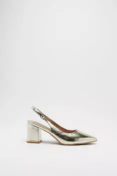 Каблук из искусственной кожи на блочном каблуке с ремешком сзади Warehouse, золото