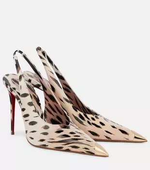 Каблуки-лодочки Katissima из лаковой кожи с ремешком на пятке Christian Louboutin, Vintage Rose/Lin Vintage Rose