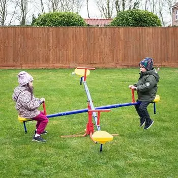 Качели Outsunny Totter, 4 сиденья, уличные качели для заднего двора, оборудование для нескольких детских площадок, активные игры Outsunny