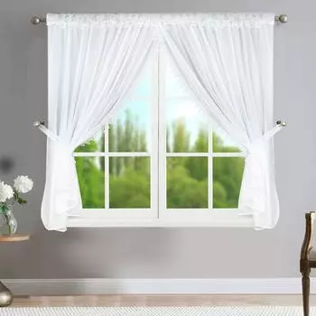 Качественная готовая штора Магазин ВУАЛЬ с кружевом белая 400х120см Inox Trade, белый