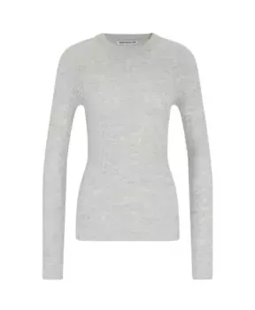 Качественный свитер узкого кроя с круглым вырезом в рубчик Drykorn, серый