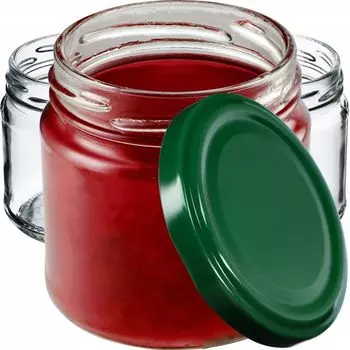 KADAX Банки для консервации с крышками "Лерма", банки для консервирования, 200 мл, 100 шт. в упаковке, крышки зеленые