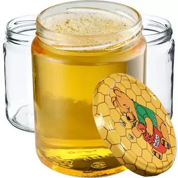 KADAX Банки для консервации с крышками "Маки", баночки для варенья, баночки для консервирования, 540 мл, Винни-Пух, 8 шт. в упаковке