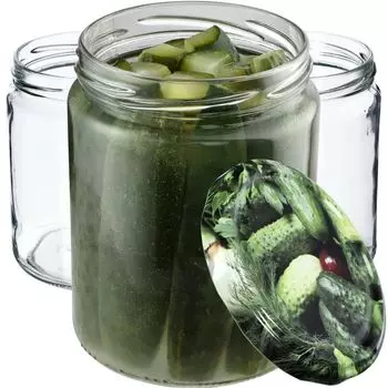 KADAX Банки для консервации с крышками "Маки", баночки для варенья, баночки для консервирования, 540 мл, огурцы, 24 шт