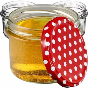 KADAX Банки для консервации с крышками "Тарту", банки для консервирования, 235мл, 10 шт, красный горошек