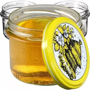 KADAX Банки для консервации с крышками "Тарту", банки для консервирования, 235мл, 50 штук, крышки с рисунком пчелы