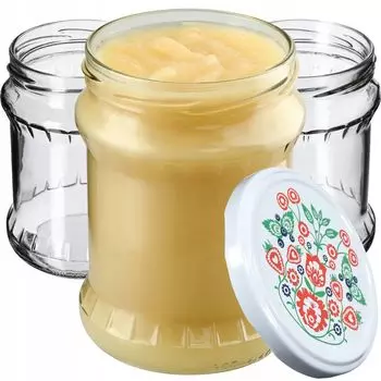 KADAX Банки для консервирования с крышками "Киско", банки для варенья, баночки для консервирования, 500 мл, фольклор, 8 шт. в упаковке