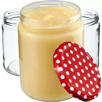 KADAX Банки для консервирования с крышками "Маки", банки для варенья, баночки для консервирования, 540 мл, красные точки, 24 шт. в упаковке