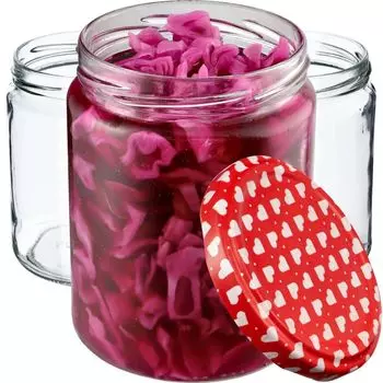 KADAX Банки для консервирования с крышками "Маки", банки для варенья, баночки для консервирования, 540 мл, сердце, 24 шт. в упаковке