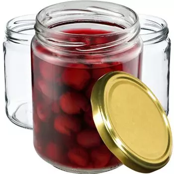 KADAX Банки для консервирования с крышками "Маки", банки для варенья, баночки для консервирования, 540 мл, золото, 24 шт. в упаковке