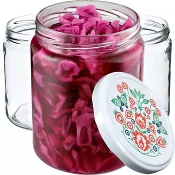 KADAX Банки для консервирования с крышками "Маки", банки для варенья, баночки для консервирования, 540 мл, фольклор, 24 шт. в упаковке