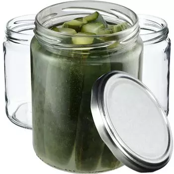 KADAX Банки для консервирования с крышками "Маки", банки для варенья, баночки для консервирования, 540 мл, серебро, 24 шт. в упаковке