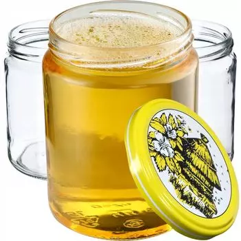 KADAX Банки для консервирования с крышками «Маки», банки для варенья, баночки для консервирования, 540 мл, улей, 48 шт. в упаковке