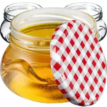 KADAX Банки для консервирования с крышками "Раджа", банки для варенья, баночки для консервирования, 300 мл, красная клетчатая упаковка, 50 шт