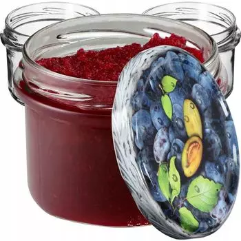KADAX Банки для консервирования с крышками "Тарту", банки для консервирования, 235мл, 20 штук, крышки с узором сливы
