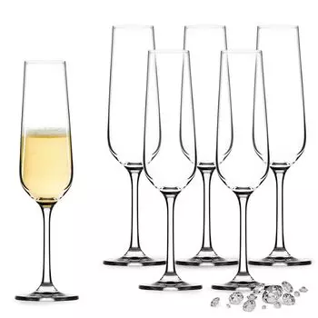 KADAX Бокалы для белого вина из хрусталя "Фано", фужеры на длинной ножке, набор из 6 шт., 200мл,, прозрачный