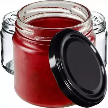 KADAX Маленькие баночки для консервирования 200 мл, баночки для варенья, диаметром 66 мм, мини-баночки для меда и специй, герметичные баночки, баночки для консервирования, баночки, баночки для консервирования, круглые банки (упаковка 20 шт., чер...