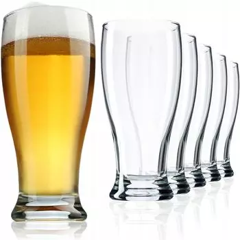 KADAX Пивные бокалы "Promos", Бокалы для пшеничного пива, Пивная кружка, на устойчивом основании, Стаканы для питья, 565 мл, 6 шт. в упаковке