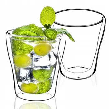 KADAX стеклянная чашка с двойными стенками "Haga", термостаканы, стакан для сока, чая, кофе, 2 шт, 250 мл