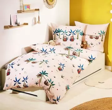 Kaeppel Детское постельное белье Renforc - Linon, 2 предмета, 100 x 135 см, животные, единорог, джунгли, лес, ленивец, тропический цвет: мечтательные ленивцы