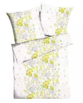 Kaeppel Edel Seersucker Постельное белье из 2-х предметов Linda желтые цветы цветы оранжево-зеленый кремовый, размер: 155x220см постельное белье