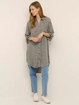 KAFFE Hildur Amber Платье-туника с геопринтом, зеленый/меловый рисунок