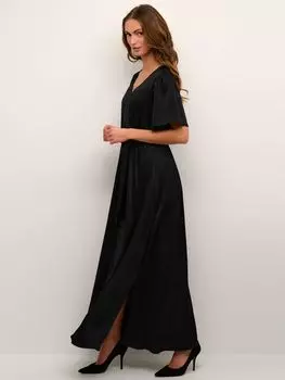 KAFFE Платье макси с короткими рукавами Anja, черное
