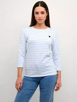 KAFFE Трикотажный топ Liddy Stripe Heart, Мел/Виндсерфер
