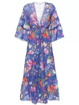 Кафтан Charo Ruiz Ibiza Gerba с принтом бабочки, синий