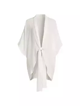 Кафтан из хлопковой марли с завязками спереди Robin Piccone, белый