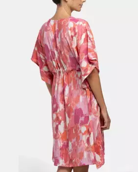Кафтан из вискозы Oceans Diary с абстрактным принтом Abbacino, коралловый