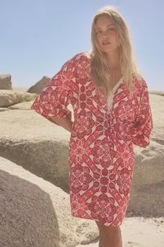 Кафтан мини-платье Next, красный