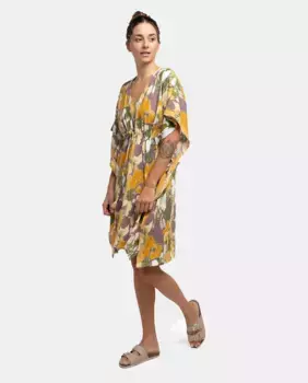 Кафтан Oceans Diary из вискозы с абстрактным принтом Abbacino, желтый