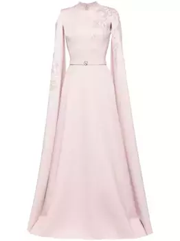 Кафтан с цветочной вышивкой Saiid Kobeisy, розовый