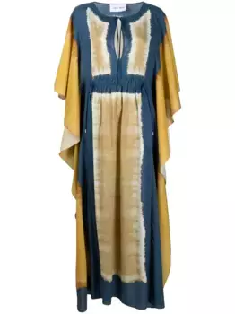 Кафтан с кулиской и абстрактным принтом Alberta Ferretti, синий