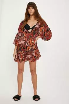 Кафтан с отделкой пейсли-лестницей Oasis, оранжевый