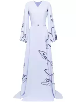 Кафтан с принтом Floral Saiid Kobeisy, синий