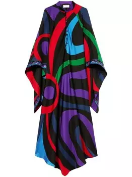 Кафтан с принтом «мармо» PUCCI, черный