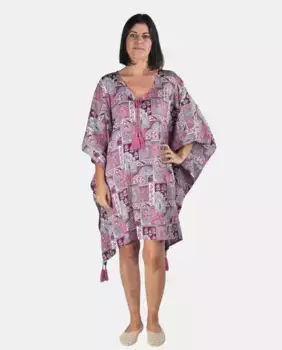 Кафтан с принтом пейсли Kbas, фуксия