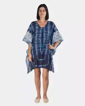 Кафтан с принтом тай-дай Kbas, синий