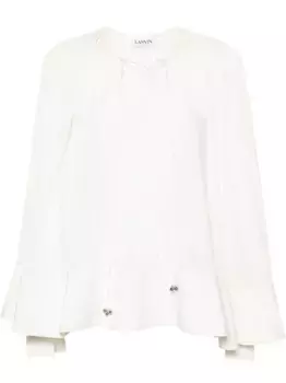 Кафтан с приспущенными плечами и сборками Lanvin, нейтральный