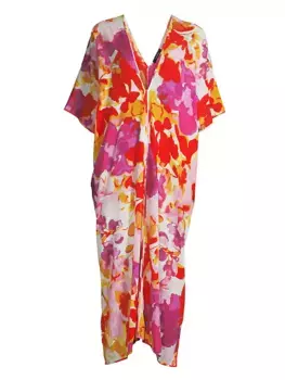 Кафтан Suisai Getaway с цветочным принтом Natori, фуксия