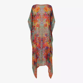 Кафтан свободного кроя из смесового хлопка с графическим принтом Leem, мультиколор