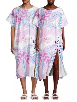 Платье The Phluid с пальмовым принтом и боковыми разрезами, розовый