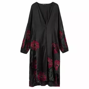 Кафтан Zara With Floral Embroidery, черный