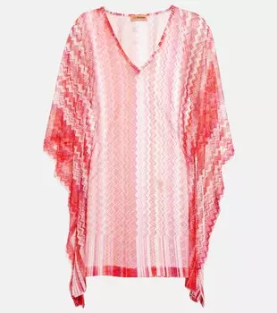 Кафтан зигзагообразной вязки Missoni, красный