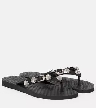 Каголе босоножки-танга с кристаллами Balenciaga, Black/Silver