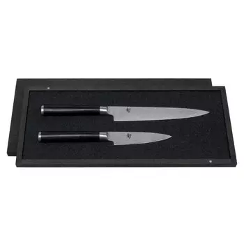 KAI DMS-210 Shun Classic офисный нож 9 см и универсальный нож 15 см, черный/серебристый, 2 предмета (1 комплект)